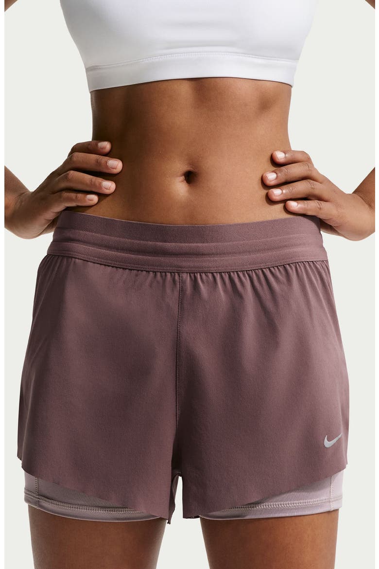 Swift Dri-FIT Mid-Rise 2-in-1 Running Shorts, Alternate, color, TATTOO/ LIGHT VIOLET