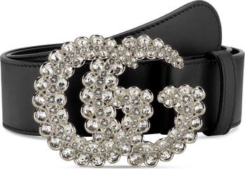 Gucci GG Crystal Buckle Leather Belt | Nordstrom