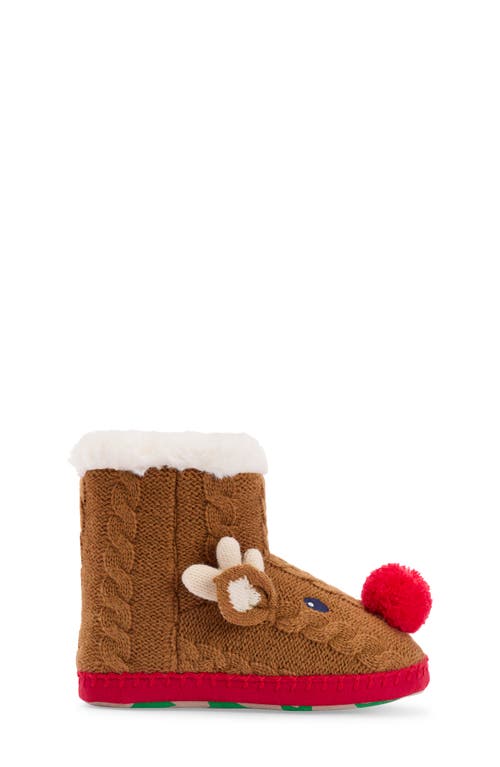 Boden Kids' Reindeer Slipper In Brown