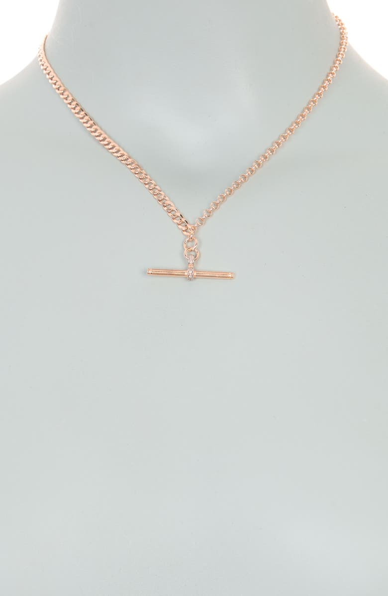 MESHMERISE Diamond Cross Bar Pendant Necklace - 0.15 ctw, Alternate, color, Rose