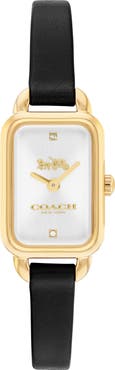 COACH Ludlow Rectangular Leather Strap Watch, 17mm x 24mm