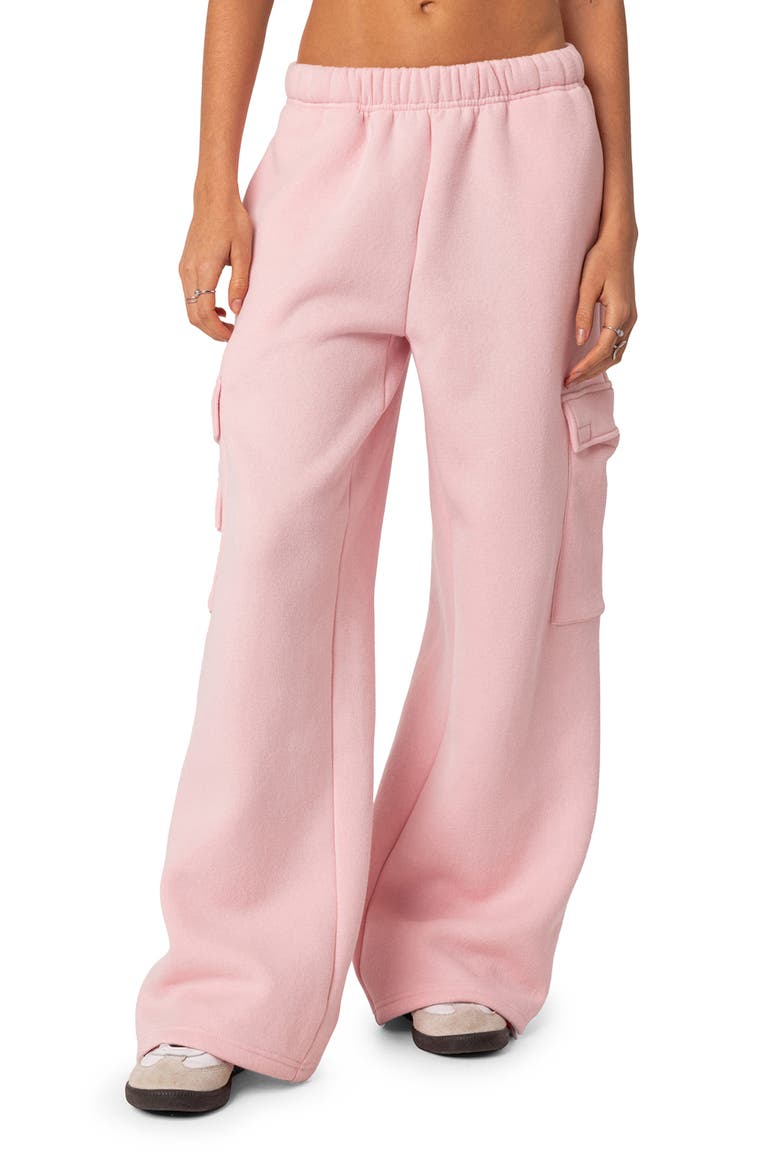 Wide Leg Cargo Sweatpants, Main, color, PINK
