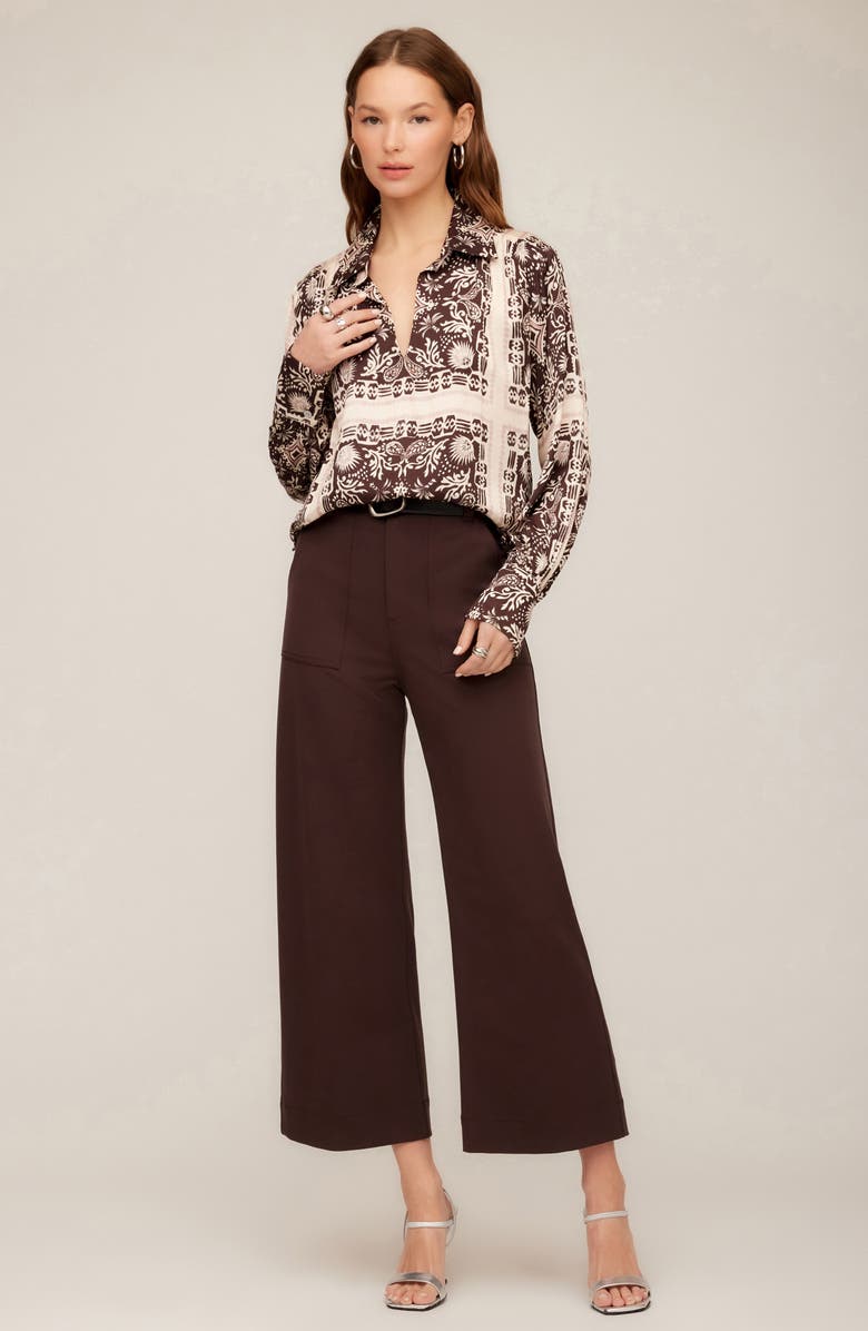 FIFTEEN TWENTY Tess Block Print Satin Shirt, Alternate, color, 