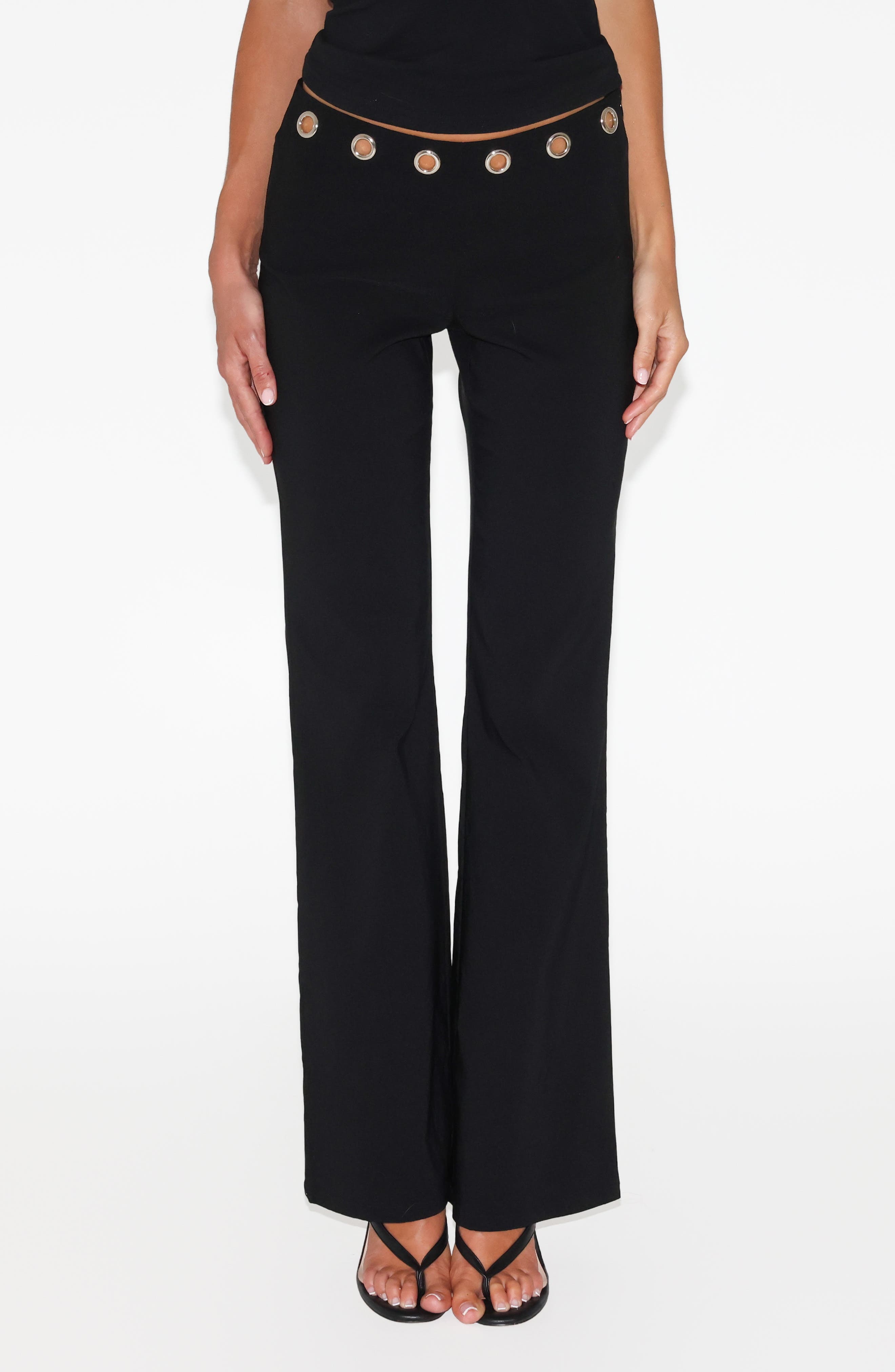 Marren Low Rise Grommet Flare Pants