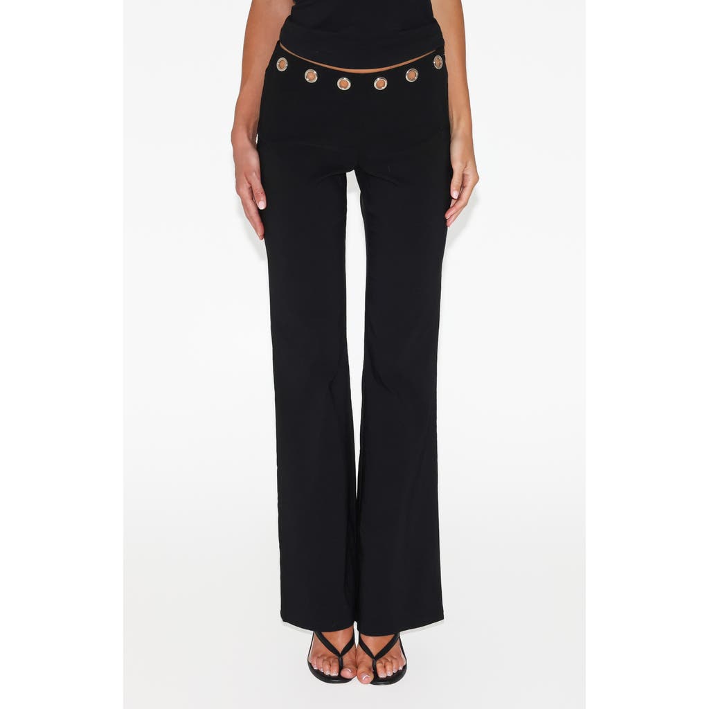 Tiger Mist Marren Low Rise Grommet Flare Pants In Black