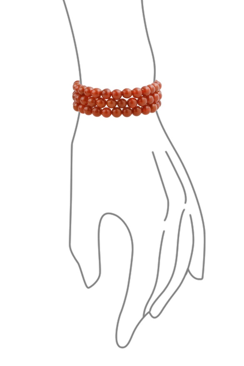Set of 3 Semiprecious Stone Beaded Stretch Bracelets, Alternate, color, RED