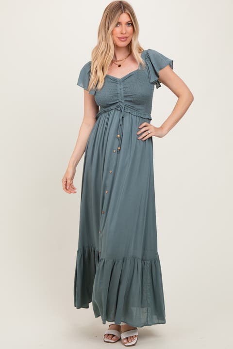 Smocked Top Woven Maxi Dress
