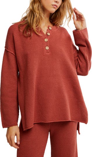 free-est Hailee Waffle Stitch Long Sleeve Top & Wide Leg Pants Knit Set