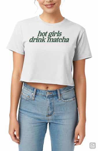 Hot Girls Drink Matcha Crop Graphic T-Shirt