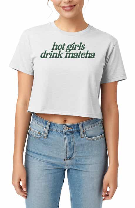 Monster Digital Hot Girls Drink Matcha Crop Graphic T-Shirt