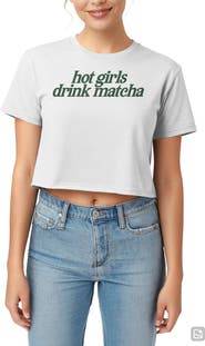 Monster Digital Hot Girls Drink Matcha Crop Graphic T-Shirt
