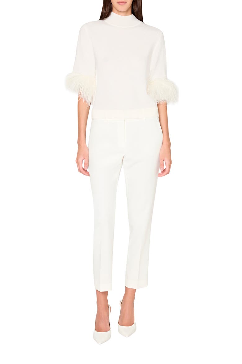 Feather Cuff Short Sleeve Sweater, Alternate, color, ECRU