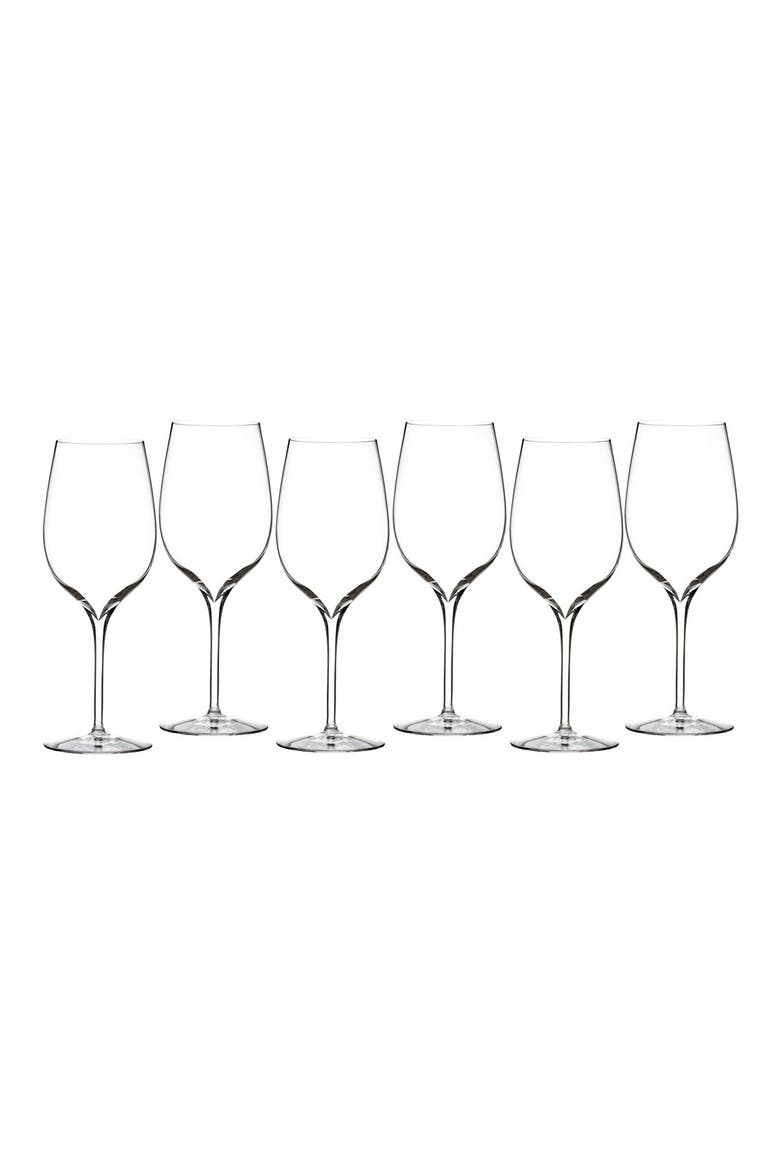 Elegance Set of 6 Fine Crystal Wine Glasses, Main, color, CLEAR