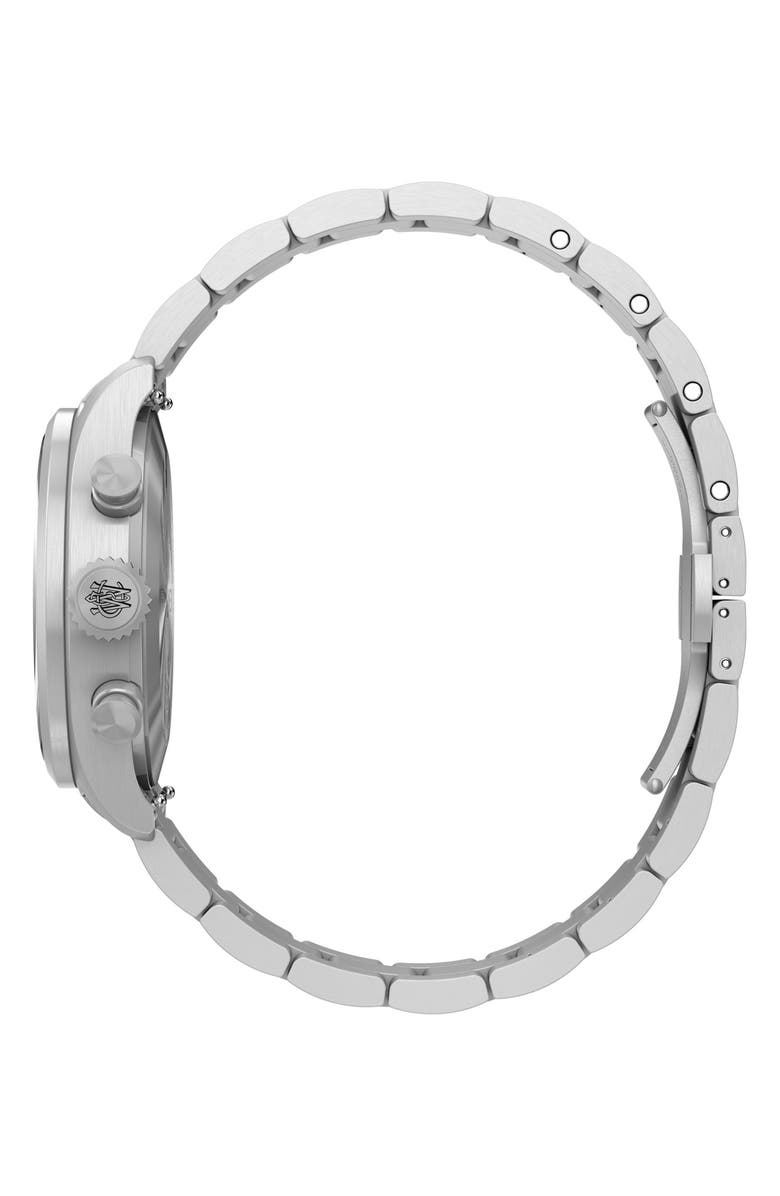 Timex<sup>®</sup> Waterbury Ace Chronograph Leather Strap Watch, 41mm, Alternate, color, Silver