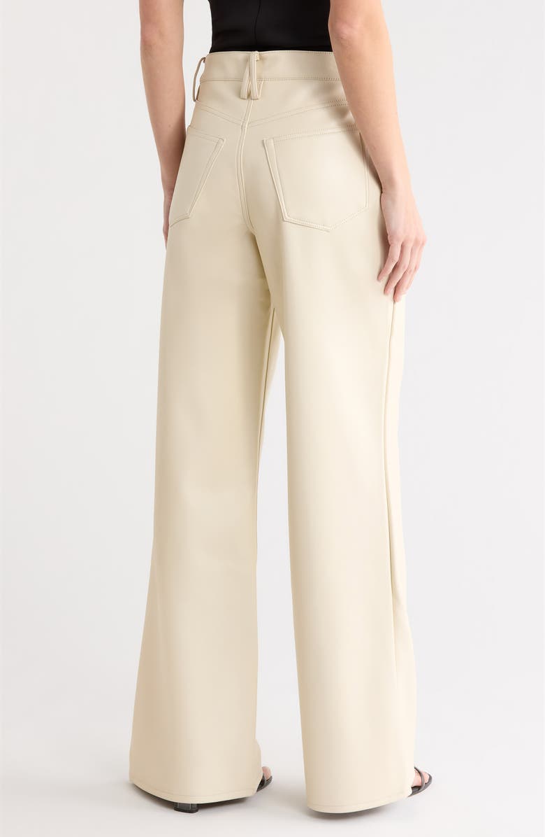 Good American Good Ease Faux Leather Wide Leg Pants, Alternate, color, Bone001