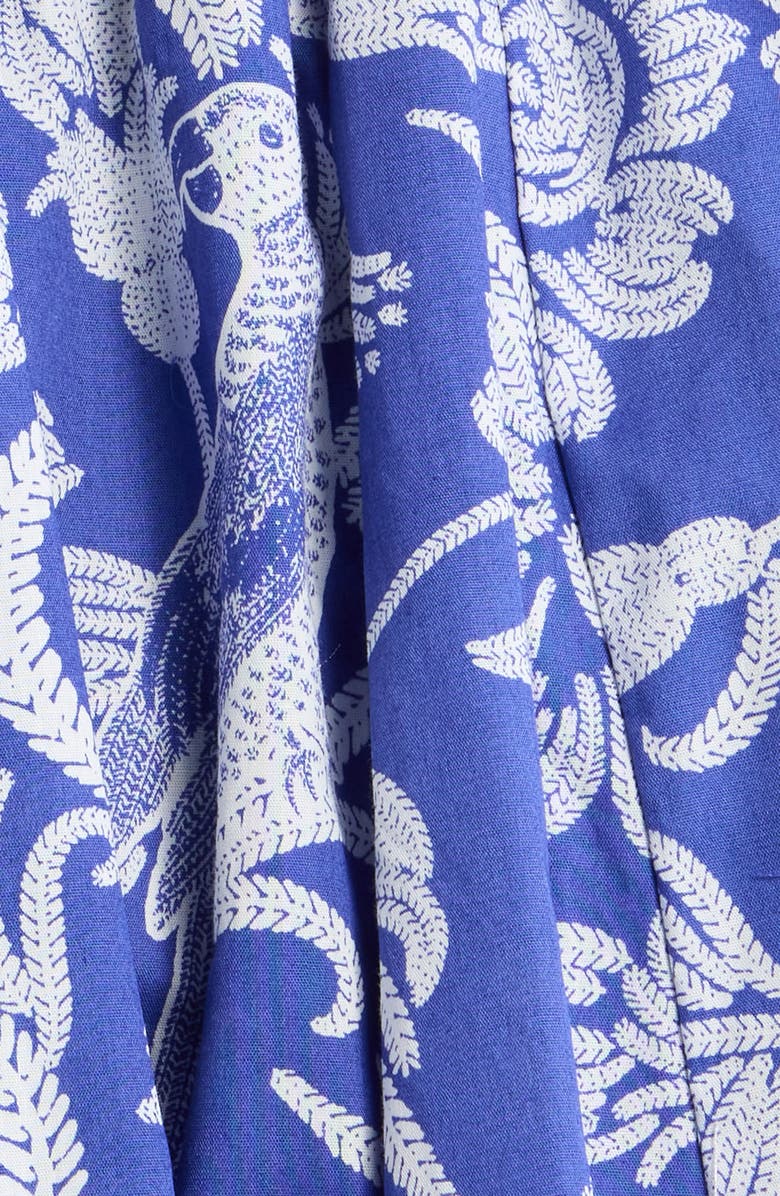 SUGARLIPS Floral Puff Sleeve Pleated Cotton Shirtdress, Alternate, color, Navy-White