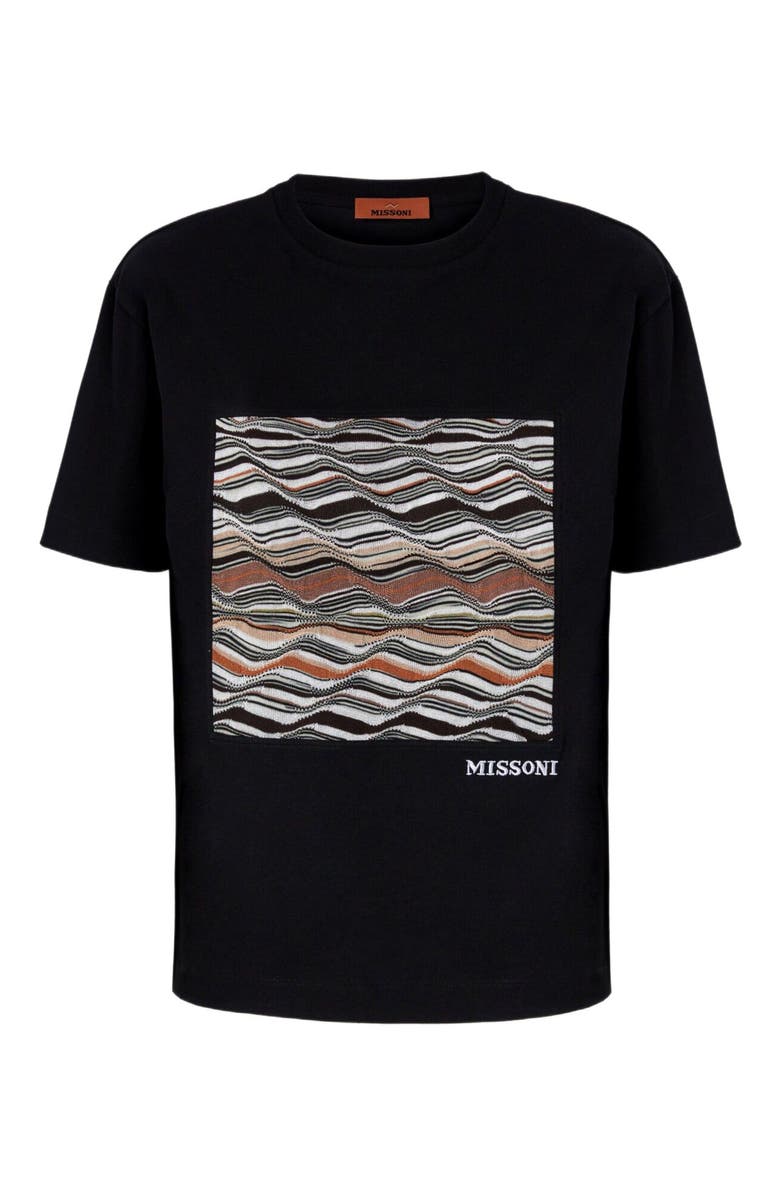 Missoni Short Sleeve T-shirt With Knit Insert And Logo, Alternate, color, Black