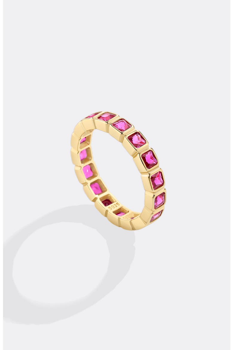 Emerald Cut Birthstone Eternity Ring, Main, color, July Ruby