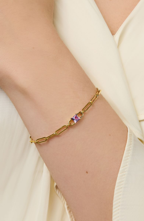 Little Sky Stone Birthstone Paperclip Chain Bracelet