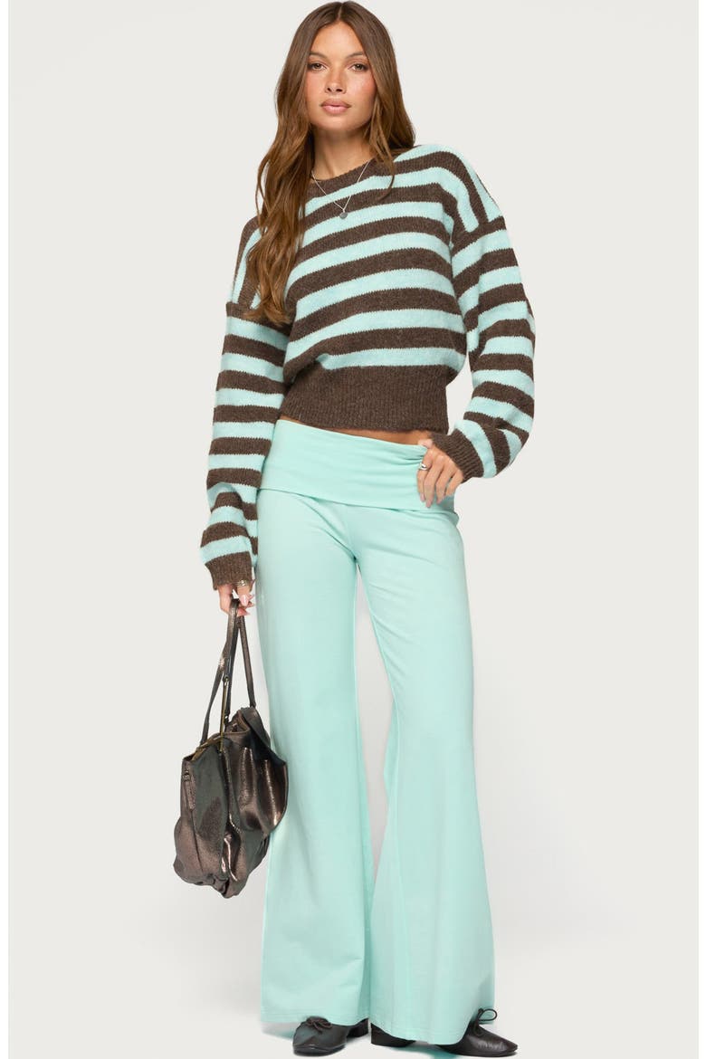 Penelope Fuzzy Striped Sweater, Alternate, color, LIGHT-BLUE-AND-BROWN
