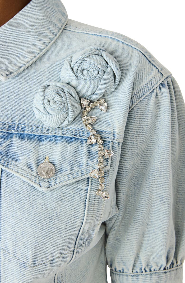 Steve Madden Serafina Short Sleeve Crop Denim Jacket, Alternate, color, Sulphur Spring