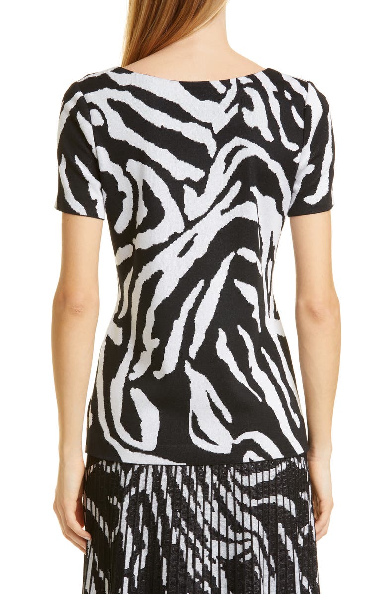 Misook Zebra Swirl Knit Top, Alternate, color, Black/White