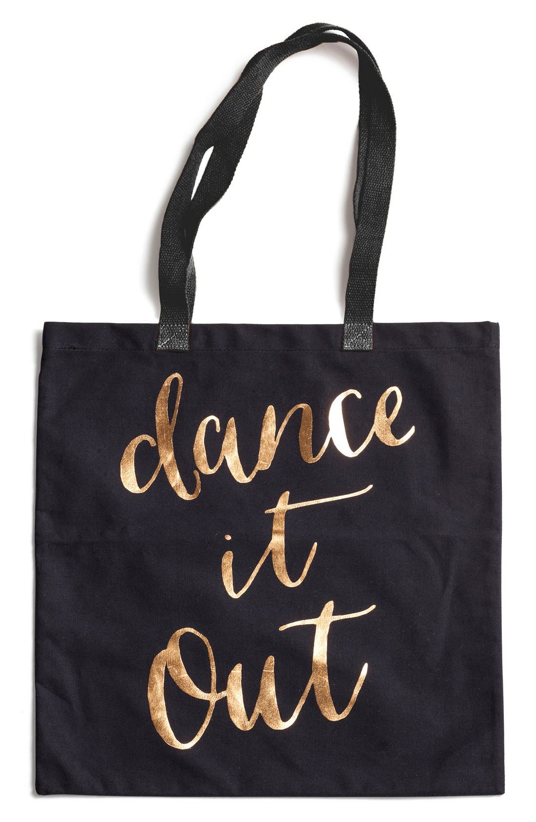 'Dance It Out' Canvas Tote, Main, color, BLACK