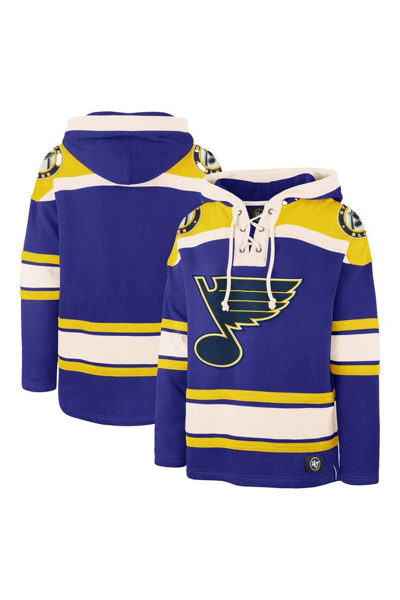 Men's '47 Blue St. Louis Blues Superior Lacer Pullover Hoodie, Main, color, Blue