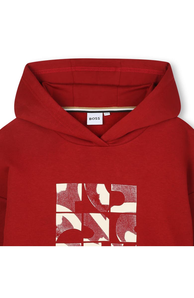 BOSS Kidswear Kids' Graphic Hoodie, Alternate, color, Dark Red