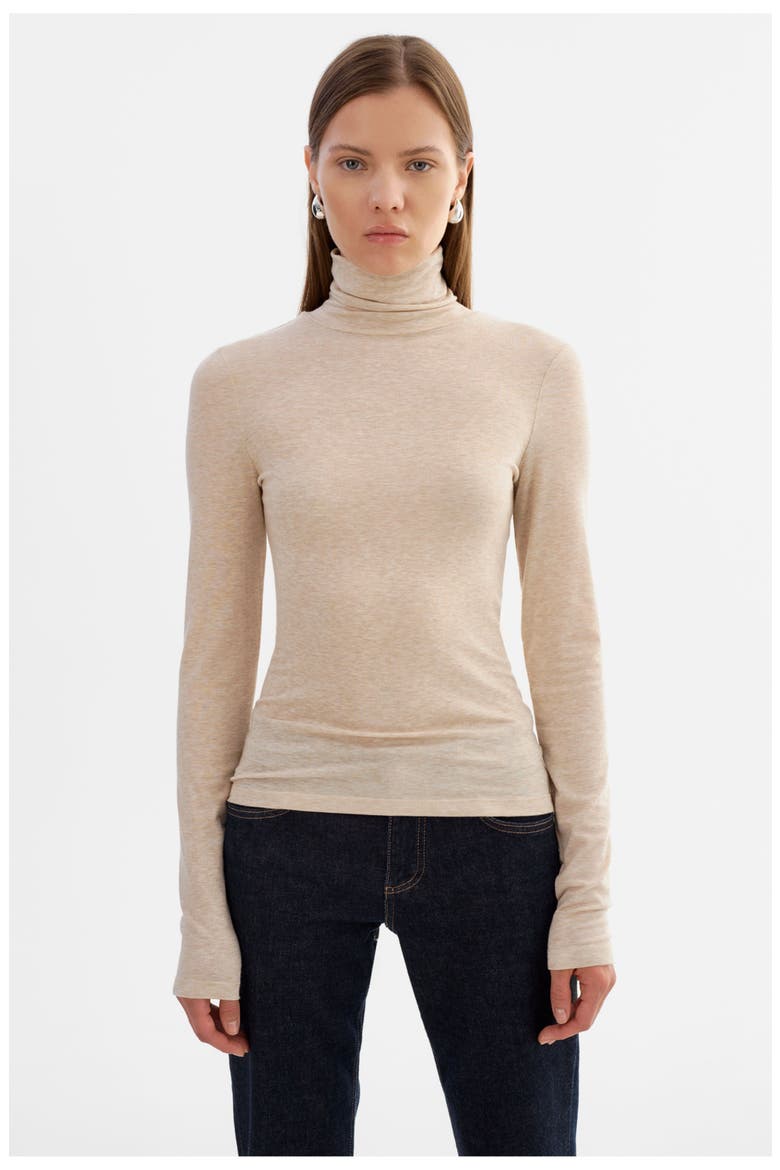 Sadie | Long Sleeve Mockneck Top, Alternate, color, Heather Beige