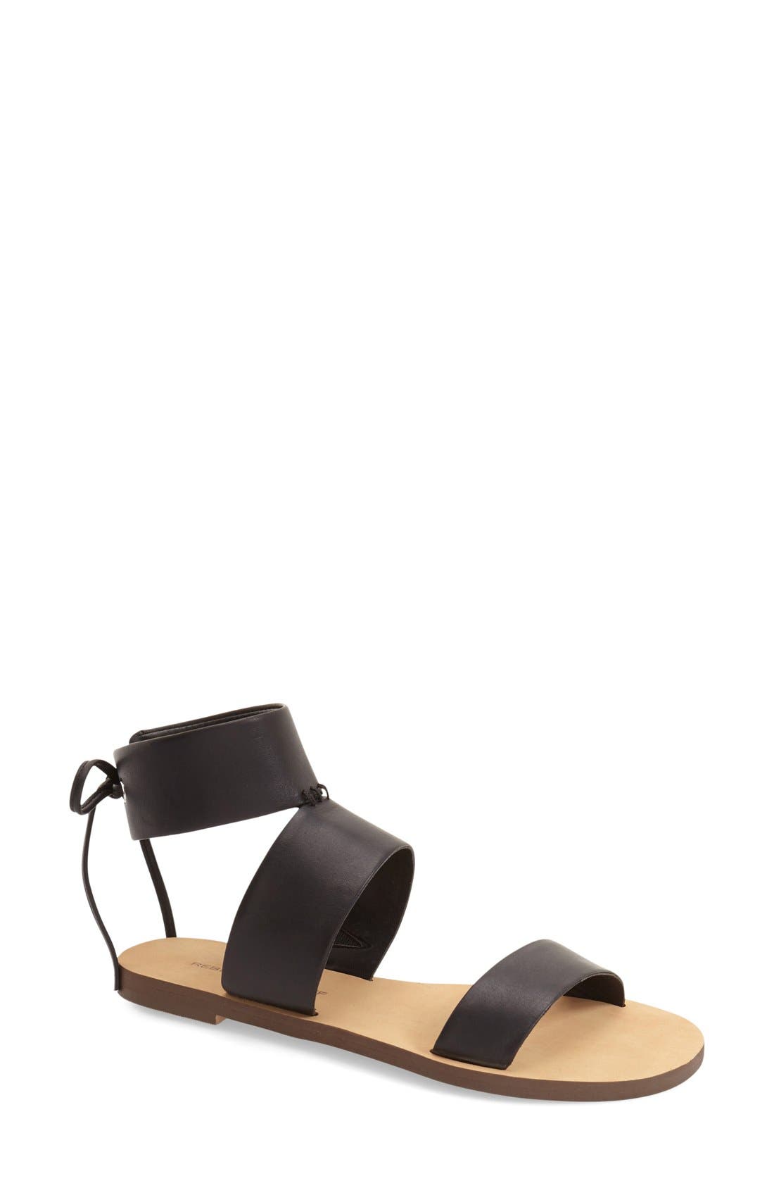 'Emma' Ankle Cuff Sandal, Main, color, BLACK VACHETTA