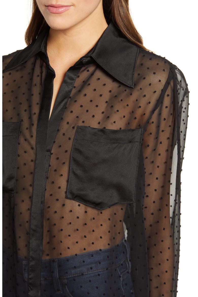 Sheer Swiss Dot Shirt, Alternate, color, JET BLACK