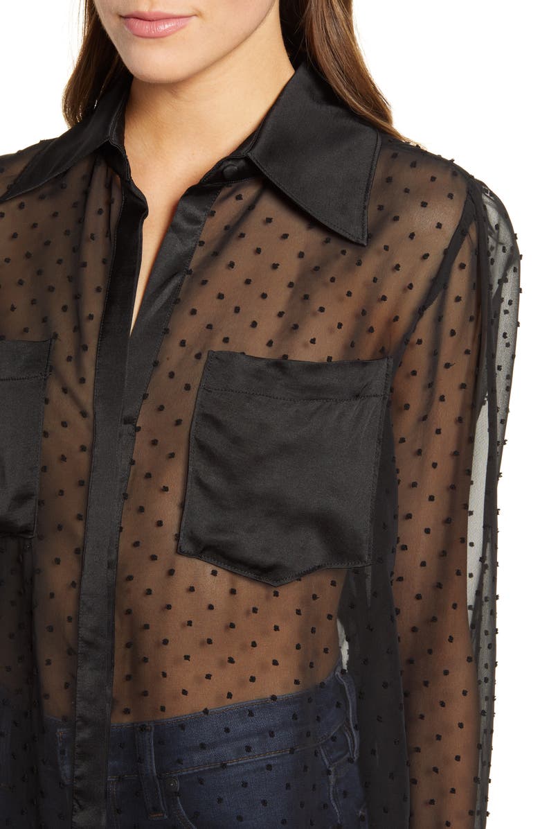 7 For All Mankind <sup>®</sup> Sheer Swiss Dot Shirt, Alternate, color,