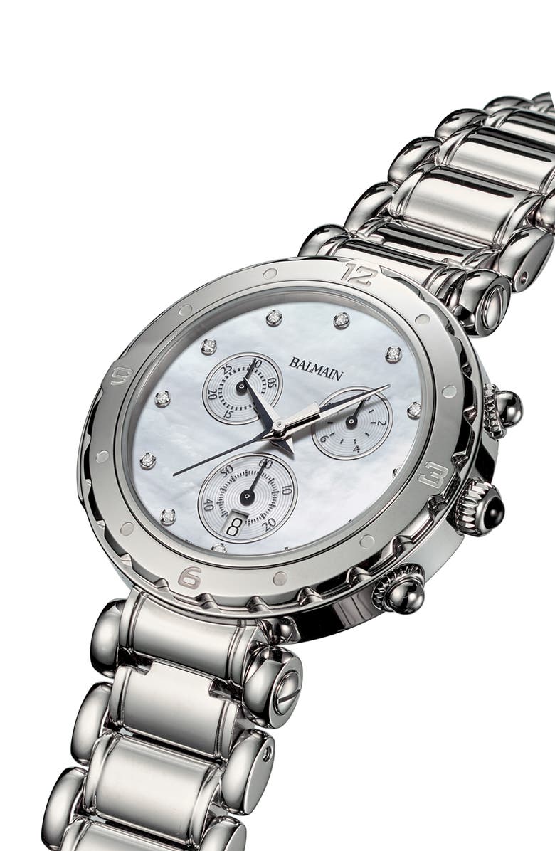 BALMAIN WATCHES Chronograph Diamond Bracelet Watch, 38mm, Alternate, color,