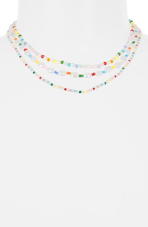 Tasha Set Of 3 Faux Pearl Beaded Necklace In White Multi
