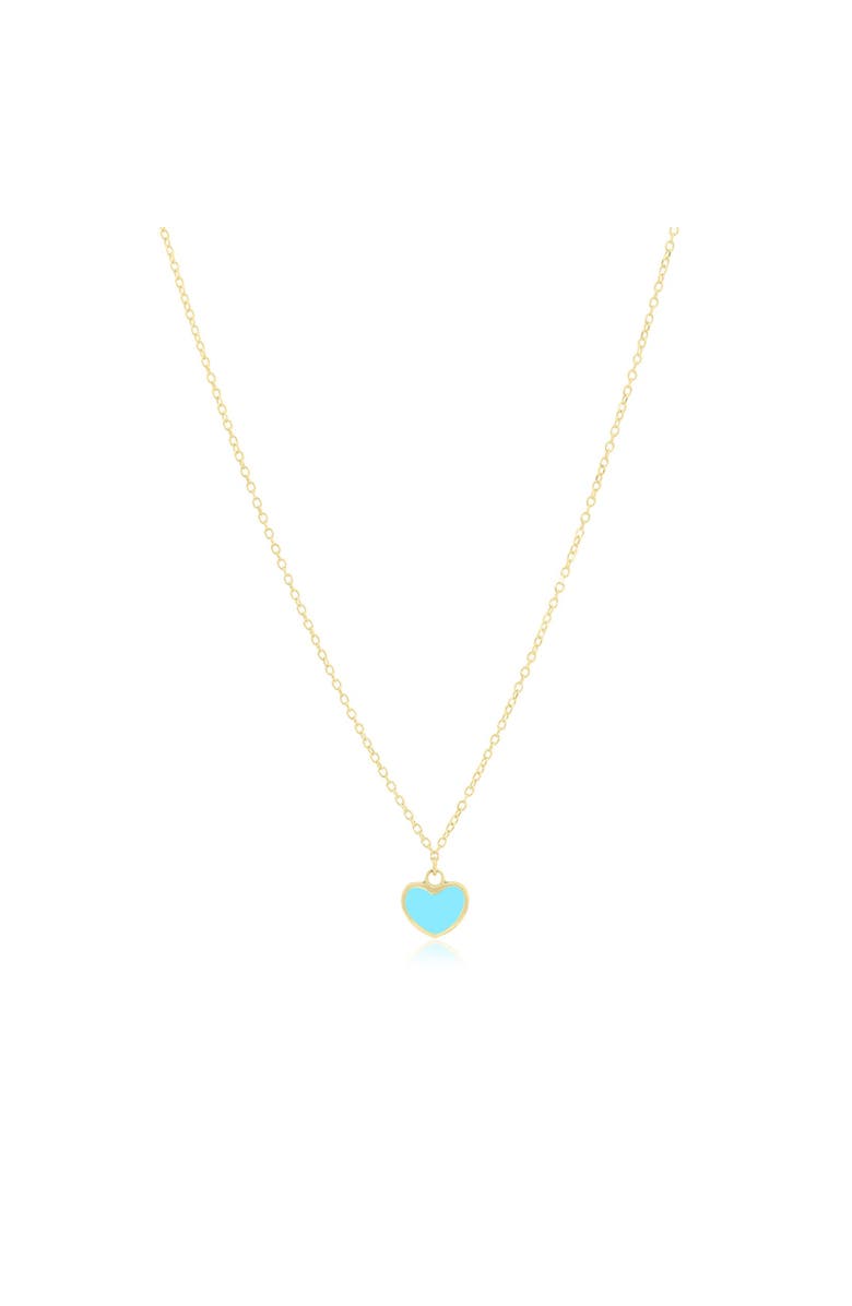 The Lovery Fine Jewelry Mini Turquoise Single Heart Necklace, Main, color, Turquoise