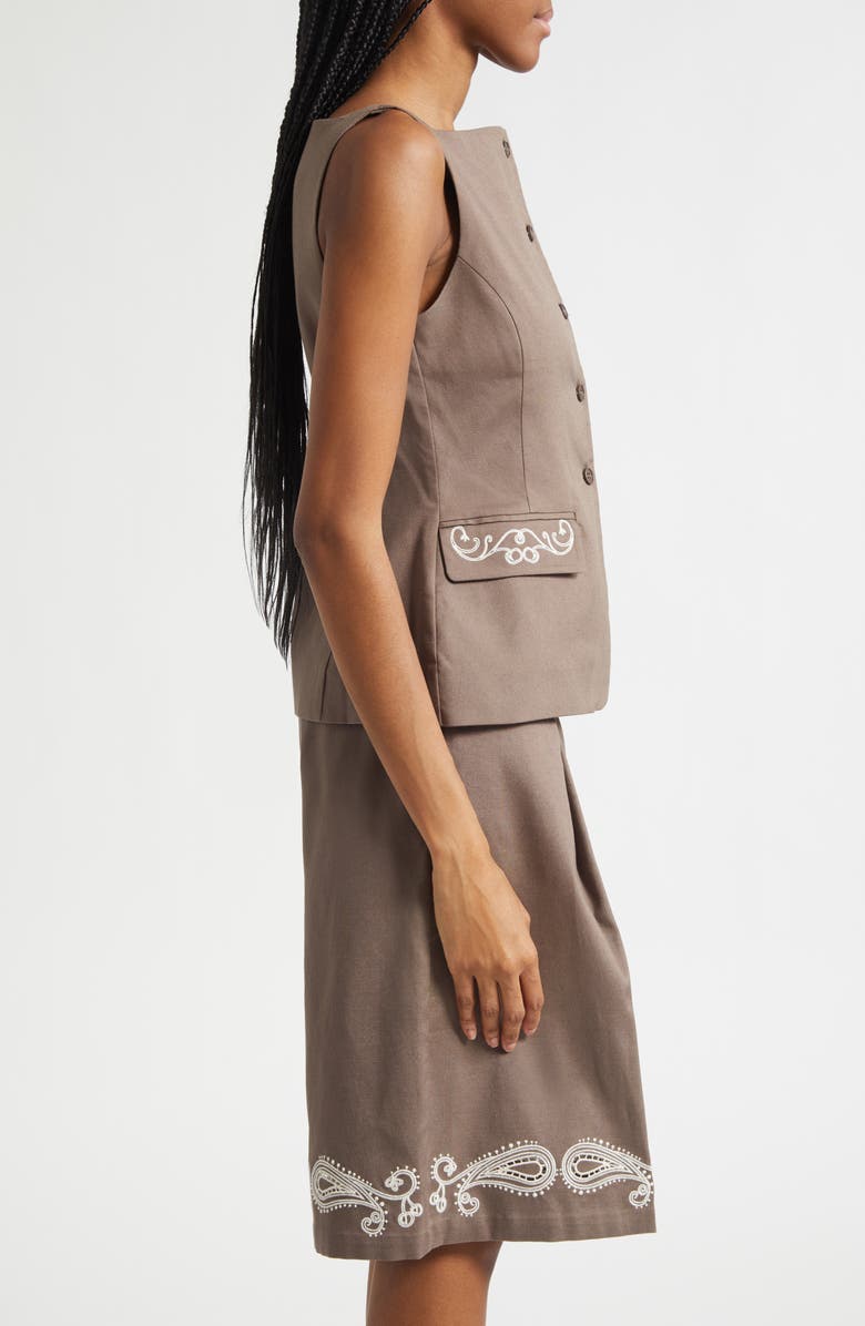 Stine Goya Embroidered Detail Canvas Vest, Alternate, color, Cherries On A Paisley