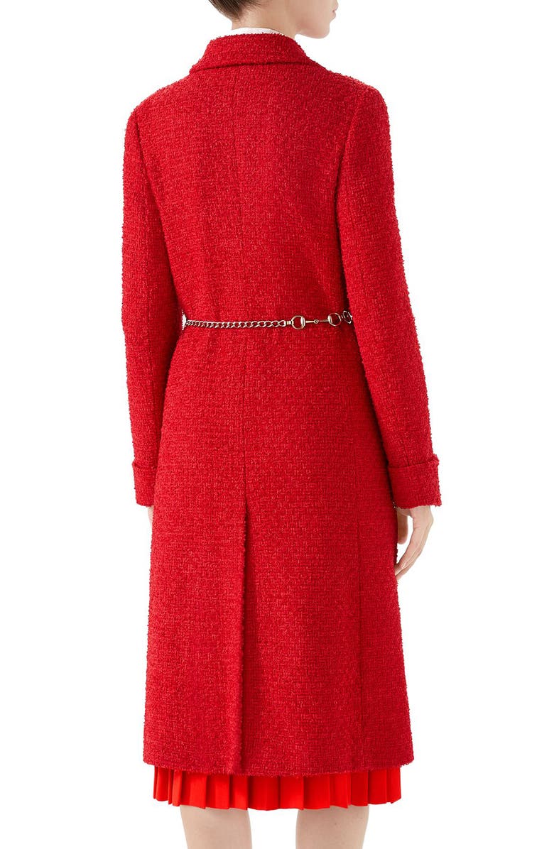 Gucci Belted Tweed Coat, Alternate, color,