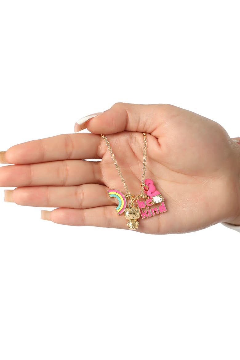 Charm Set with Necklace Chain, Alternate, color, Gold, pink