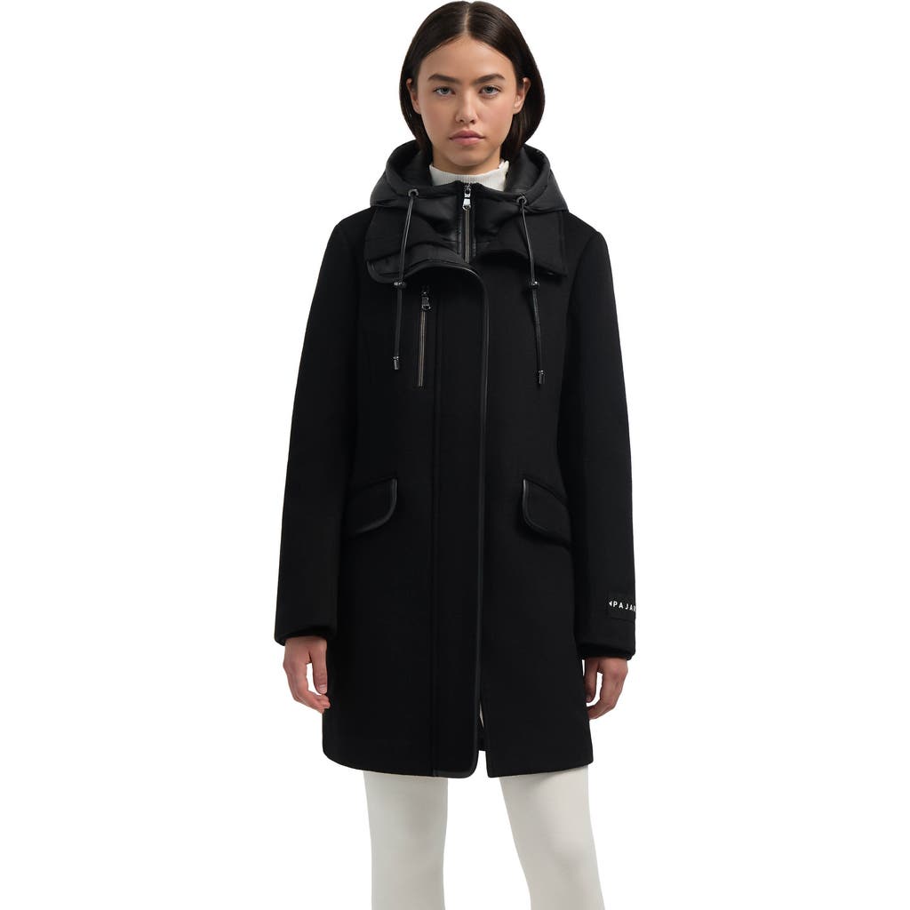 Pajar Button Front Wool-blend Coat In Black