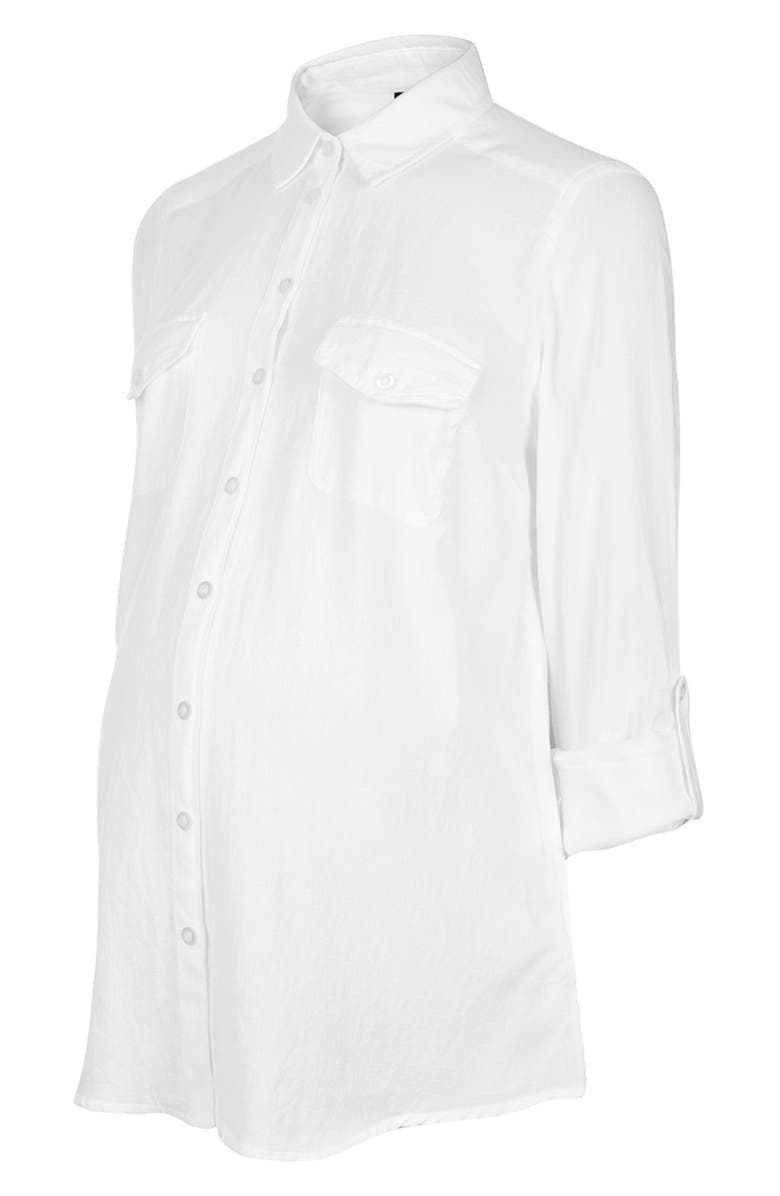 Topshop Chambray Maternity Shirt, Main, color, 