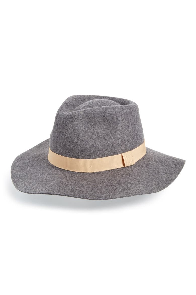 Wide Brim Fedora, Main, color, HEATHERED GREY