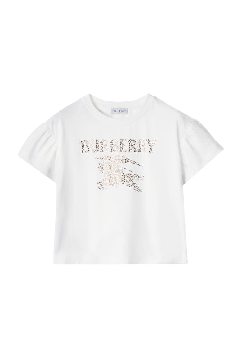 Girls' Crystal Knight Cotton T-shirt, Main, color, White