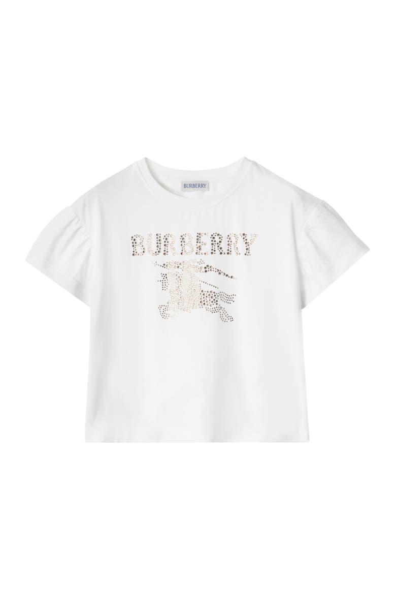 Burberry Crystal EKD Cotton T-shirt, Main, color, White