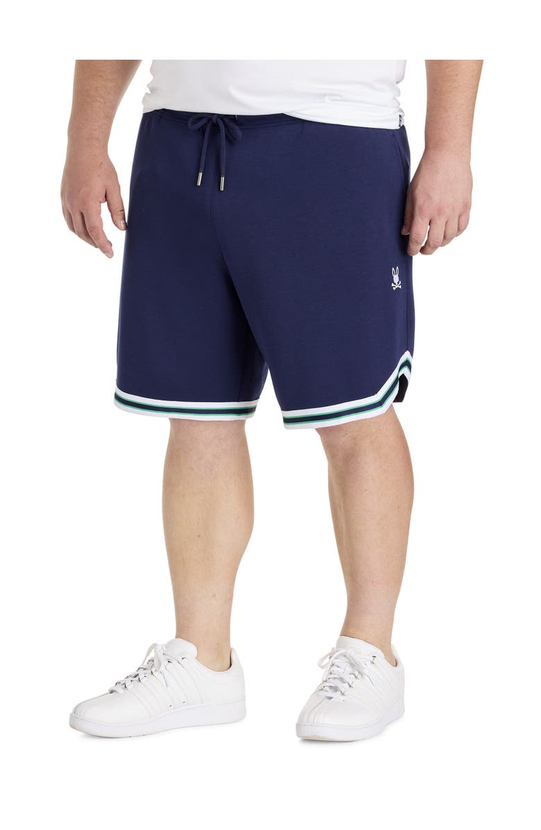 Psycho Bunny Big & Tall Basil Taped Pull-On Shorts, Main, color, Evening Blue