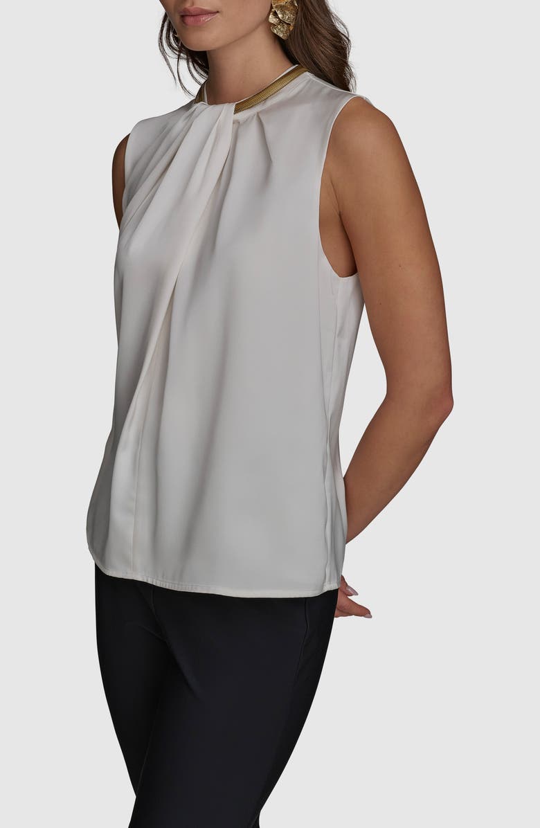 Donna Karan New York Hardware Accent Sleeveless Twist Neck Top, Alternate, color, 