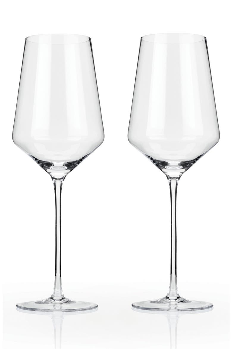 Raye Crystal Angled Bordeaux Glasses Set of 2, Main, color, CLEAR