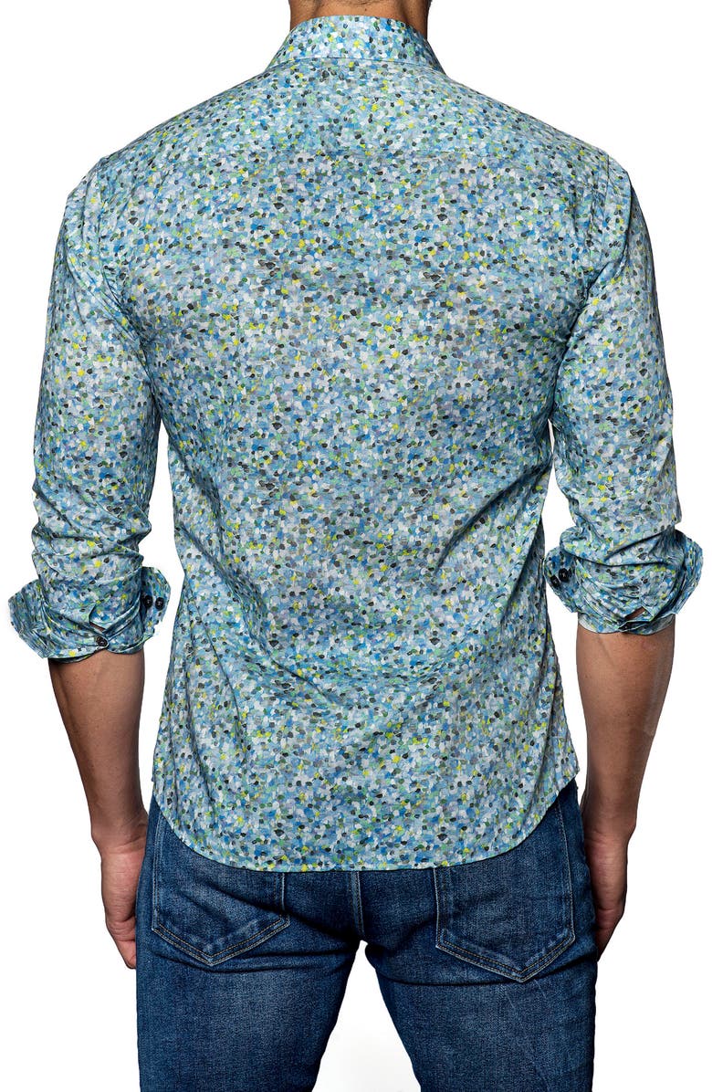 Jared Lang Speckle Print Sport Shirt, Alternate, color,