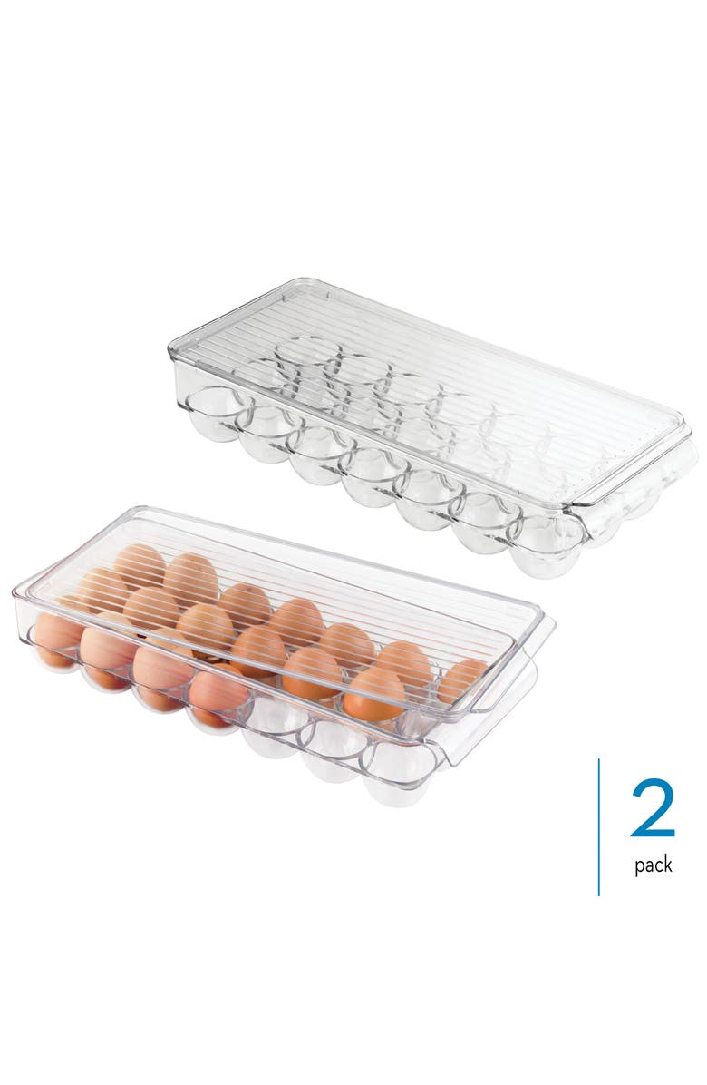 iDesign Plastic Egg Holder - Holds 21 Eggs - Set of 2 - Clear - Made in USA, Alternate, color, Clear