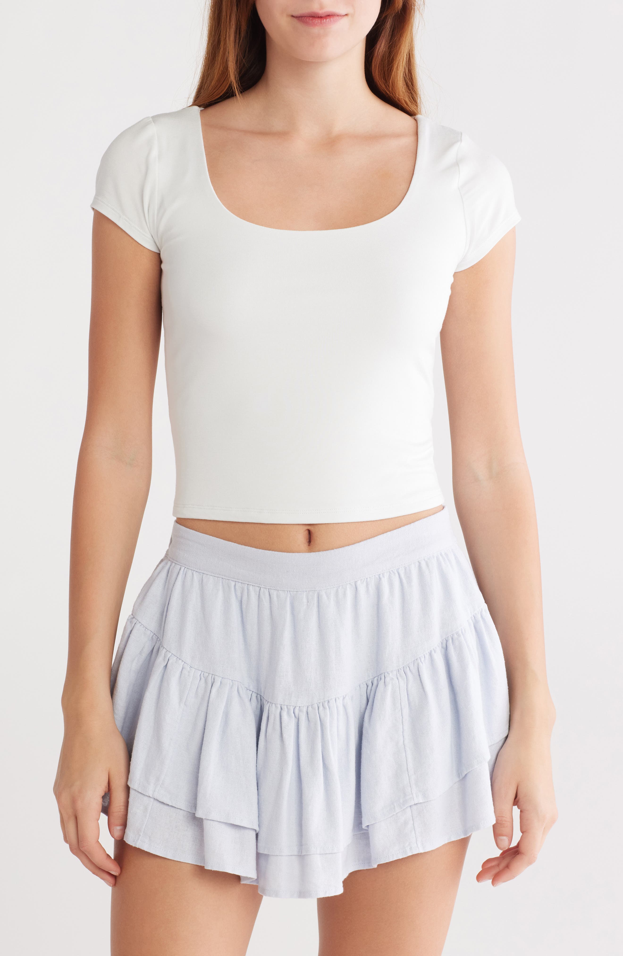 Abound Scoop Neck Cap Sleeve Crop T-Shirt